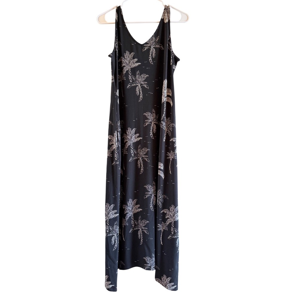 J Jill Wearever Collection Resortwear Palm Tree Print Maxi Stretch Dress Size XS
